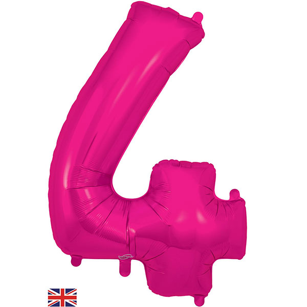 34" Oaktree New Pink Number 4 Shape Foil Balloons