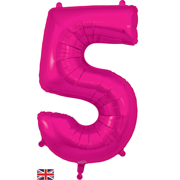 34" Oaktree New Pink Number 5 Shape Foil Balloons