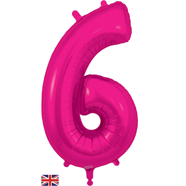 34" Oaktree New Pink Number 6 Shape Foil Balloons