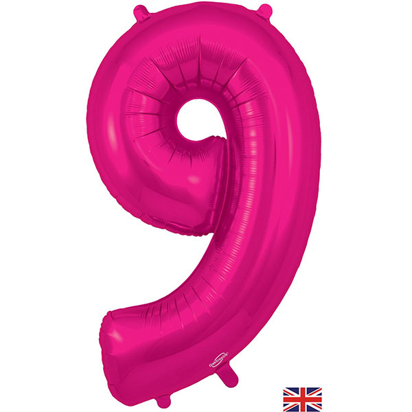 34" Oaktree New Pink Number 9 Shape Foil Balloons