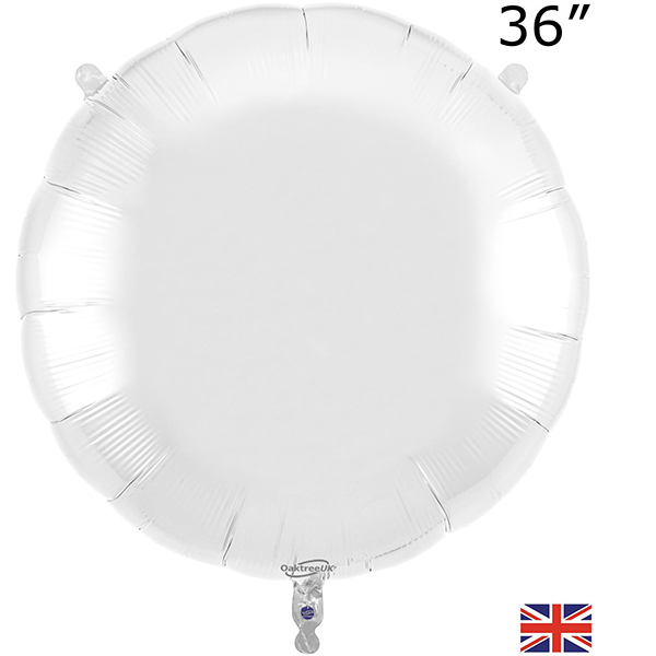 (image for) 36" White Round Packaged Foil Balloons