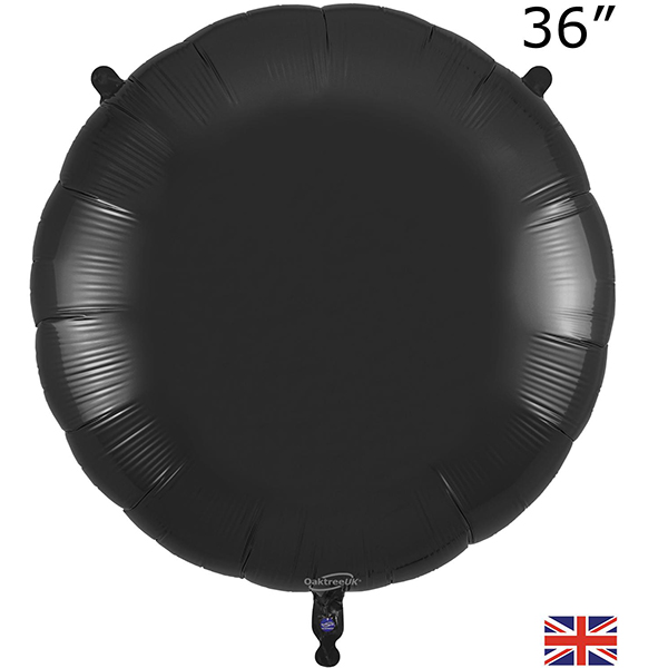 (image for) 36" Black Round Packaged Foil Balloons