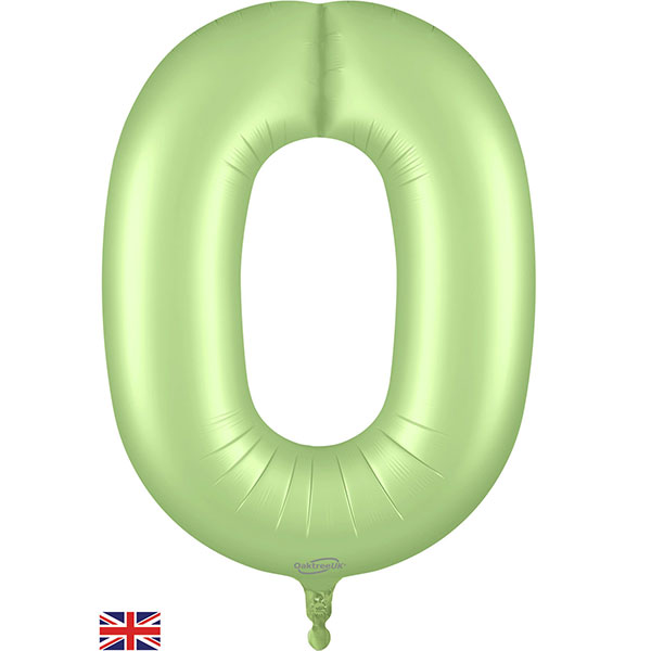 (image for) 34" Oaktree Satin Pastel Pistachio Number 0 Shape Balloons