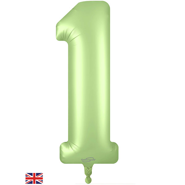 (image for) 34" Oaktree Satin Pastel Pistachio Number 1 Shape Balloons