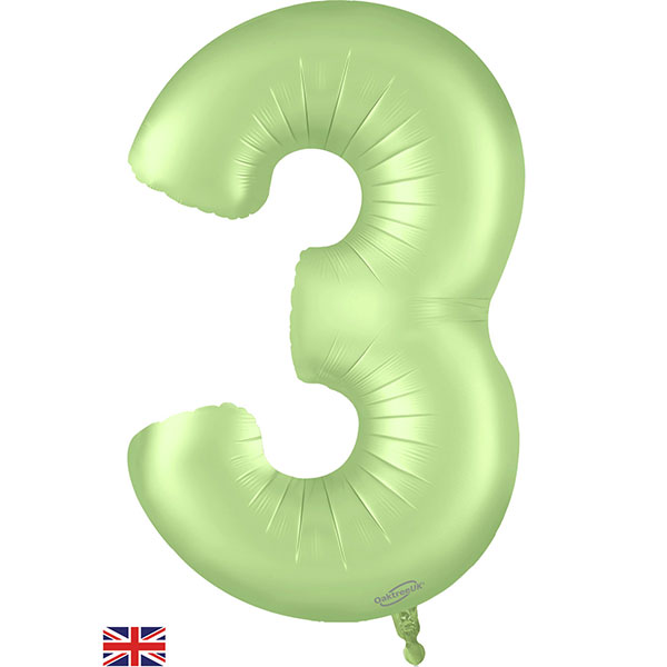 (image for) 34" Oaktree Satin Pastel Pistachio Number 3 Shape Balloons