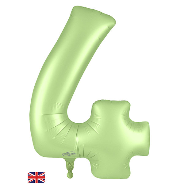 (image for) 34" Oaktree Satin Pastel Pistachio Number 4 Shape Balloons
