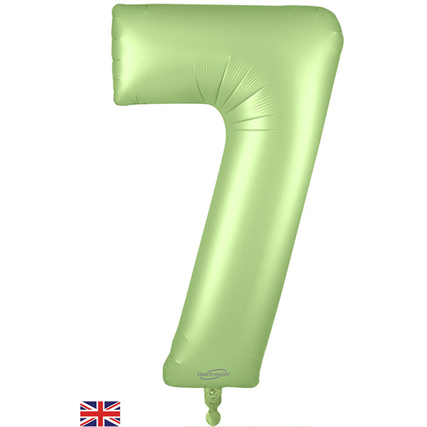 (image for) 34" Oaktree Satin Pastel Pistachio Number 7 Shape Balloons