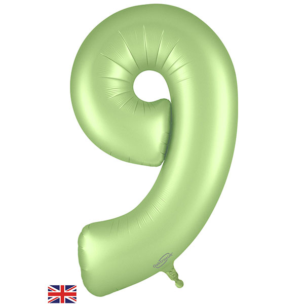 (image for) 34" Oaktree Satin Pastel Pistachio Number 9 Shape Balloons