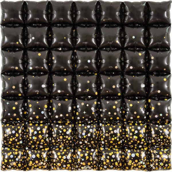 (image for) Black Gold Sparkling Fizz 7x7 Waffle Air Fill Foil Decorations