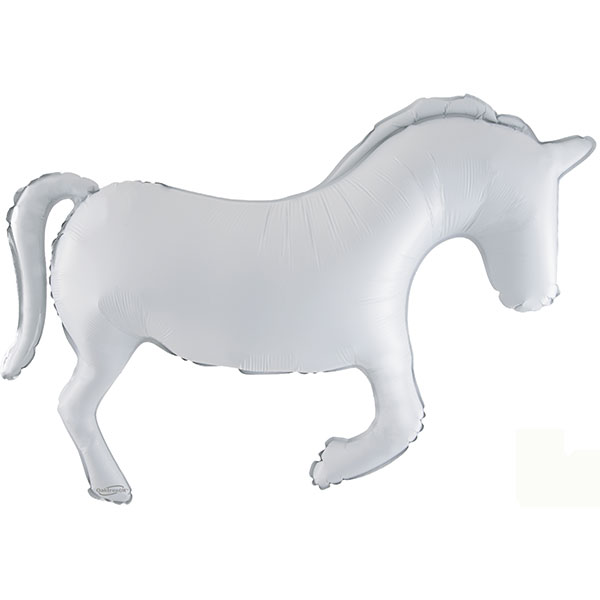 (image for) 35" White Solid Colour Horse Shape Balloon