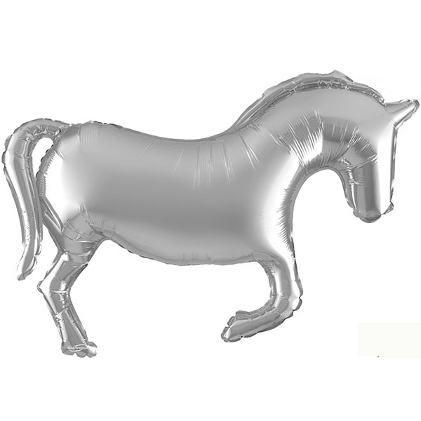 (image for) 35" Silver Solid Colour Horse Shape Balloon