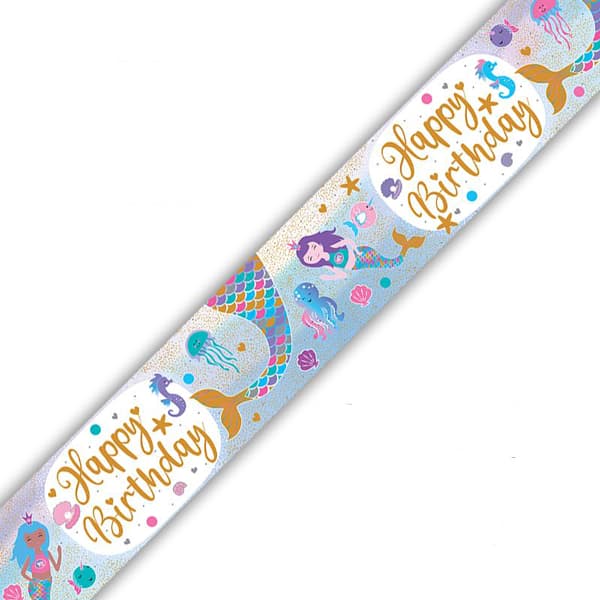 (image for) Shimmering Mermaid Birthday Iridescent Banner