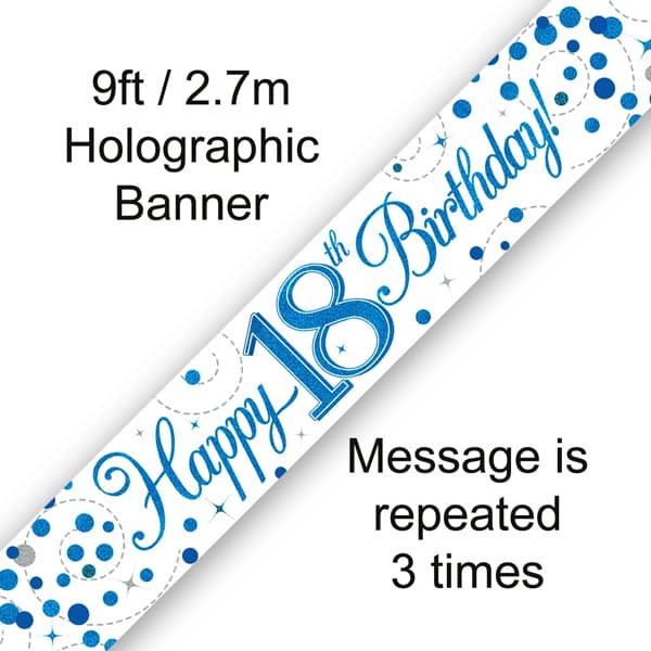 (image for) Blue Sparkling Fizz Happy 18th Birthday Banner