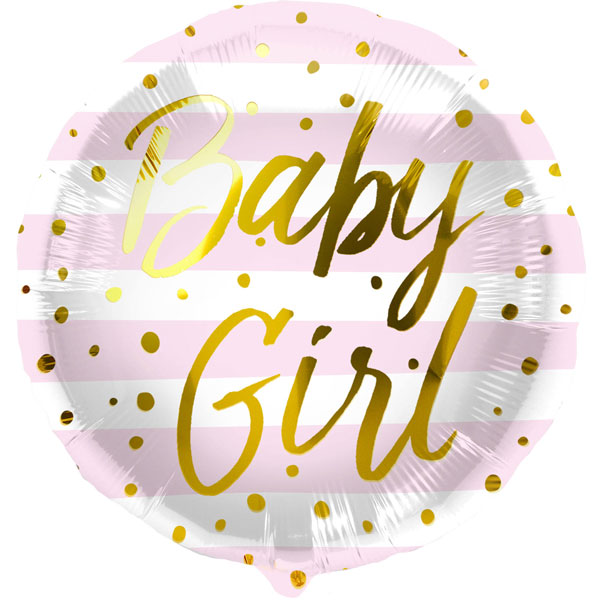 18" Baby Girl Pink Stripes Foil Balloons
