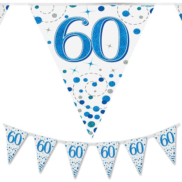 (image for) Happy 60th Birthday Blue Sparkling Fizz Party Bunting