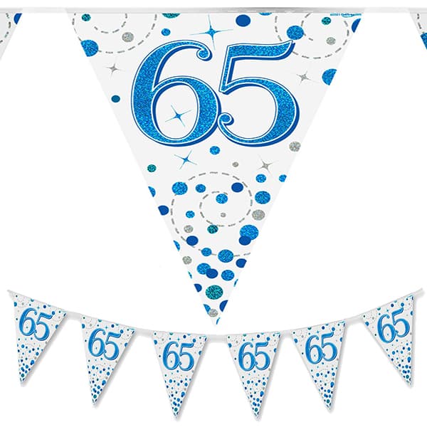 (image for) Happy 65th Birthday Blue Sparkling Fizz Party Bunting