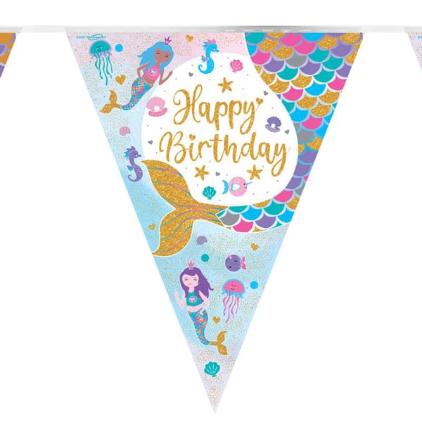 (image for) Shimmering Mermaid Happy Birthday Iridescent Bunting