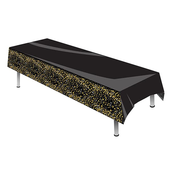 (image for) Sparkling Fizz Black & Gold Plastic Tablecover