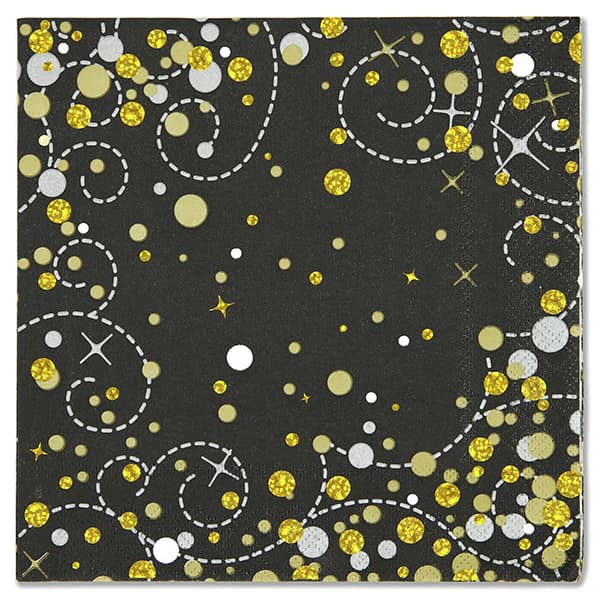 (image for) Black Sparkling Fizz Lunch Napkins 16pk