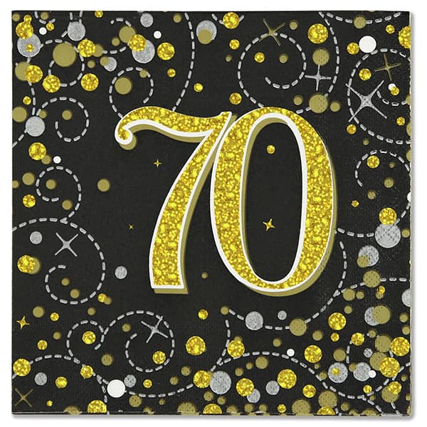 Oaktree UK Sparkling Fizz Black & Gold 70th Birthday Flag Bunting 