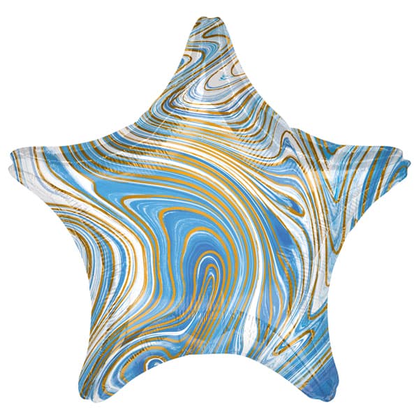 (image for) 19" Blue Star Marblez Foil Balloons