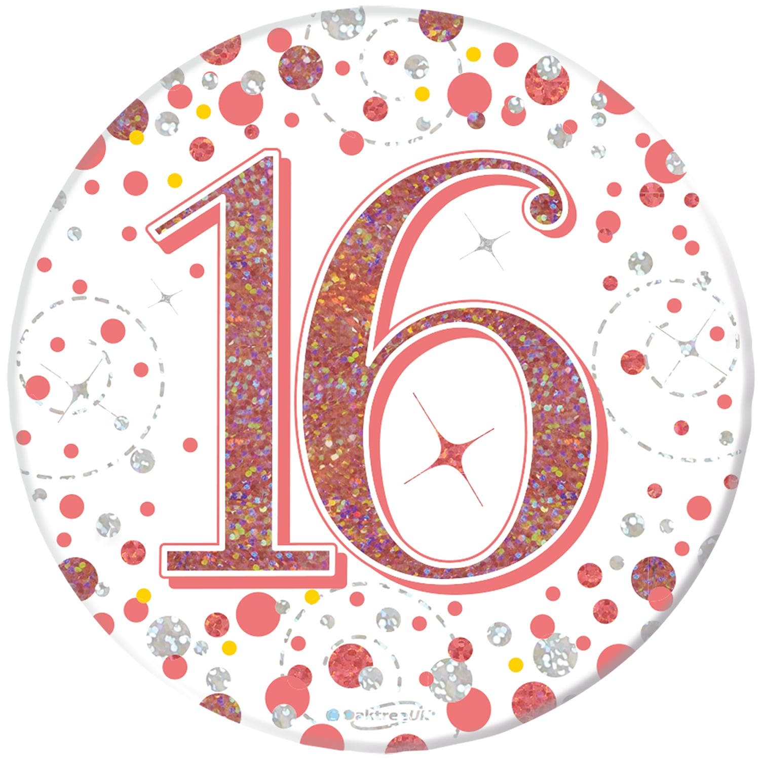 (image for) 16th Birthday Sparkling Fizz Rose Gold Holographic Badge