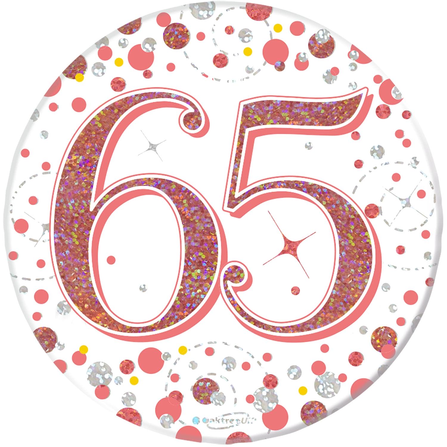 (image for) 65th Birthday Sparkling Fizz Rose Gold Holographic Badge