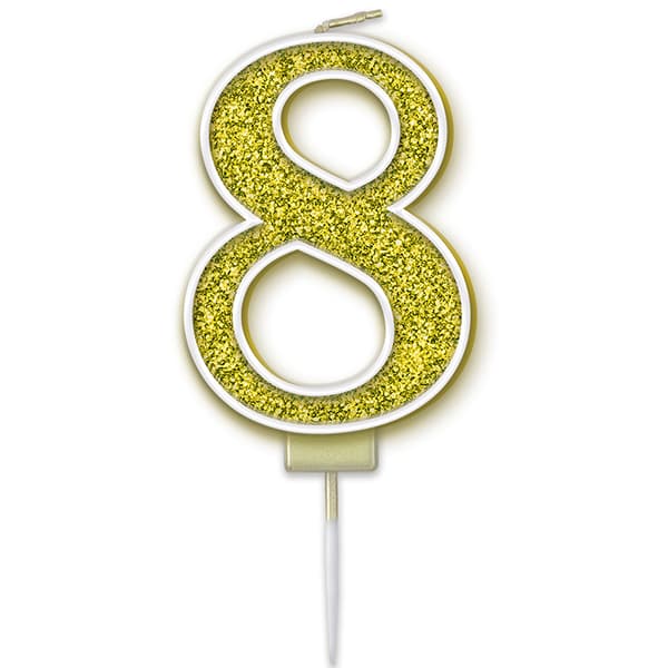 (image for) Gold Sparkling Fizz Number 8 Candle Pick