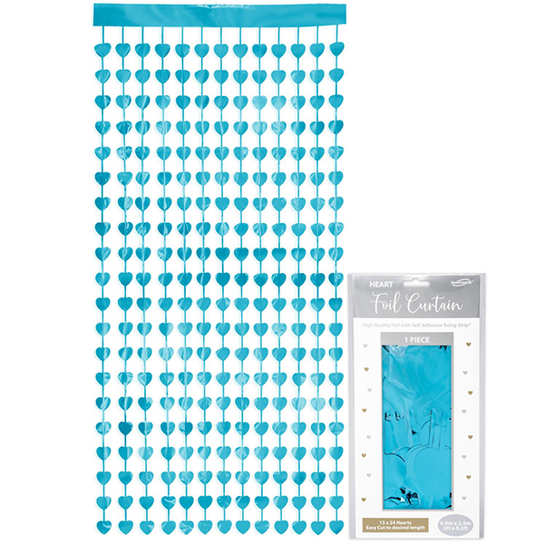 (image for) Metallic Light Blue Heart Foil Door Curtains