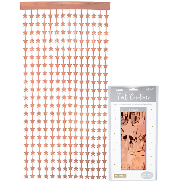 (image for) Metallic Rose Gold Star Foil Door Curtains