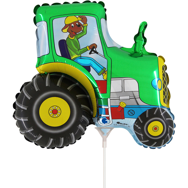 (image for) 14" Green Tractor Air Fill Foil Balloons