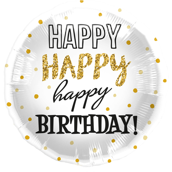 (image for) 18" Happy Birthday Gold Dots Foil Balloons