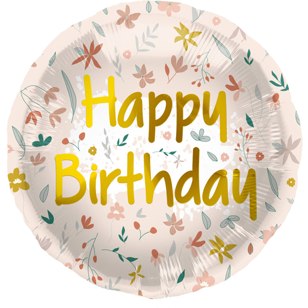 (image for) 18" Happy Birthday Cute Flowers Pink Foil Balloons