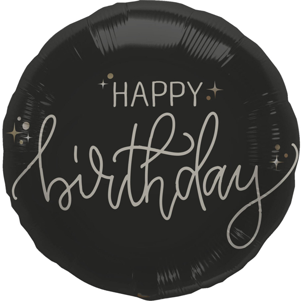 (image for) 18" Happy Birthday Creme Noir Foil Balloons