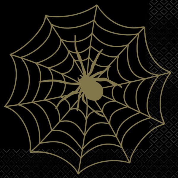 (image for) Black & Gold Spider Web Lunch Napkins 16pk