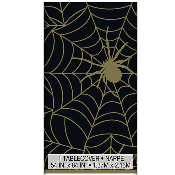 (image for) Black & Gold Spider Web Plastic Tablecover 1pk