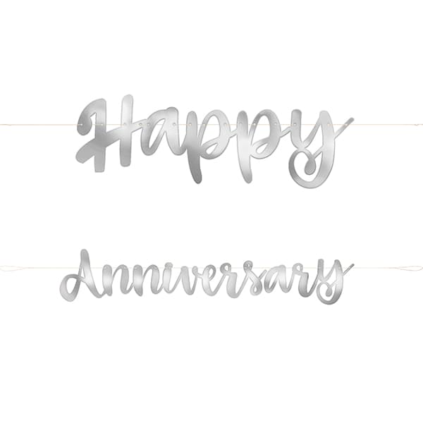 (image for) Silver Happy Anniversary Script Banner