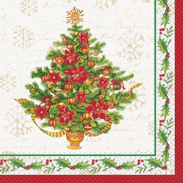 (image for) Festive Poinsettia Christmas Lunch Napkins 16pk