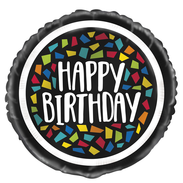 18" Colourful Mosaic Happy Birthday Foil Balloons