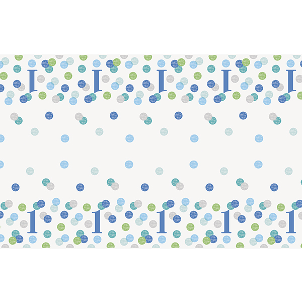 (image for) Blue Dots 1st Birthday Plastic Tablecover 1pk