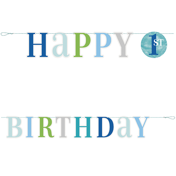 (image for) 6ft Blue Dots 1st Birthday Letter Banner