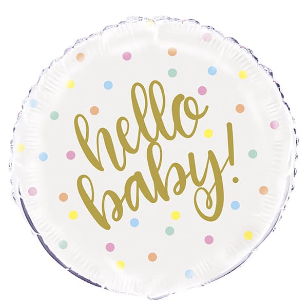 (image for) 18" Hello Baby Gold Script Foil Balloons