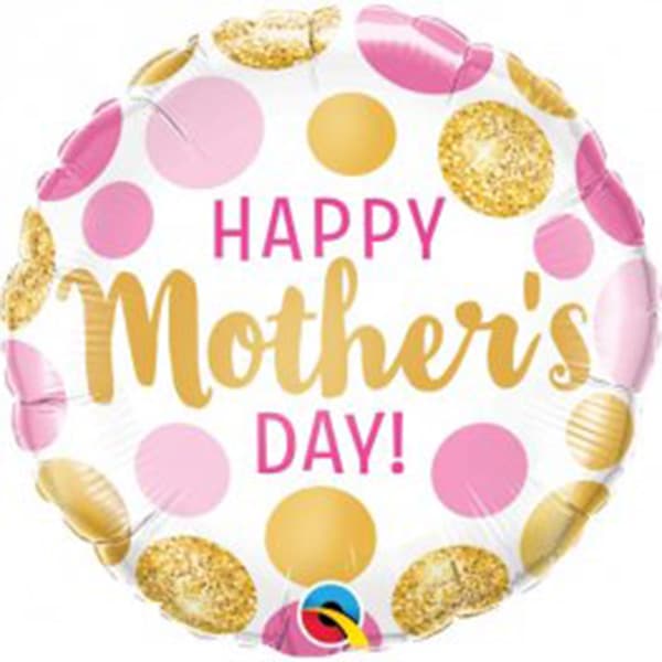 (image for) 9" Air Fill Happy Mothers Day Pink & Gold Dots Foil Balloons