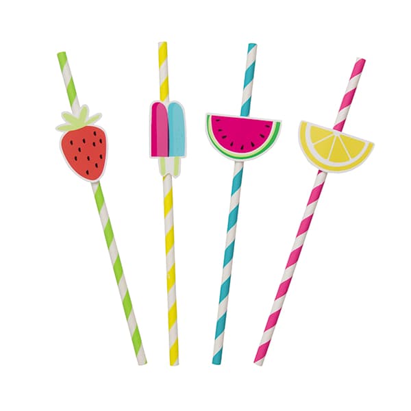 (image for) Fruit Decal Stripe Paper Straws 8pk