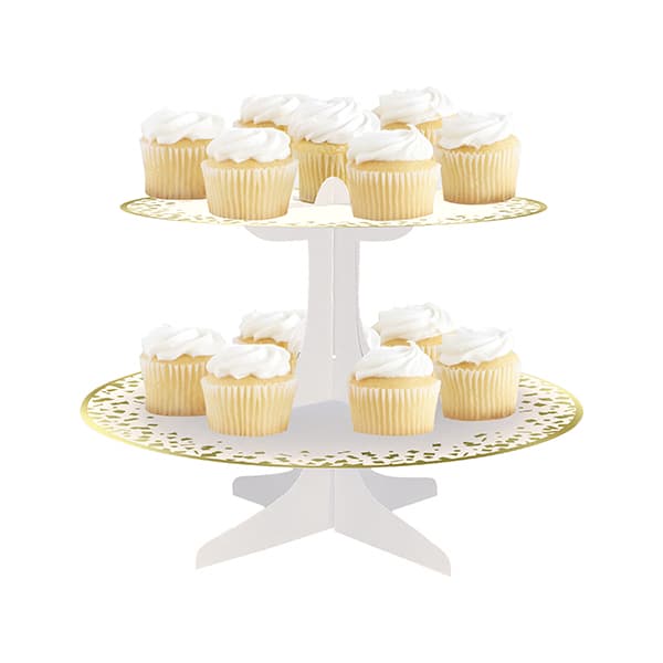 (image for) Gold Foil 2 Tier Cupcake Stand