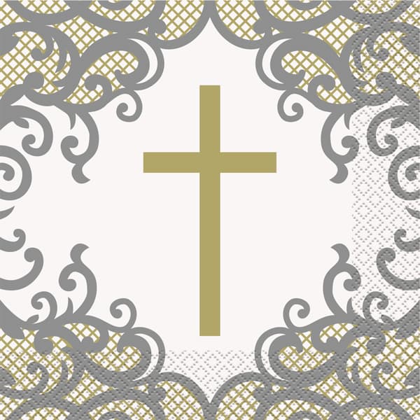 (image for) Fancy Gold Cross Lunch Napkins 16pk