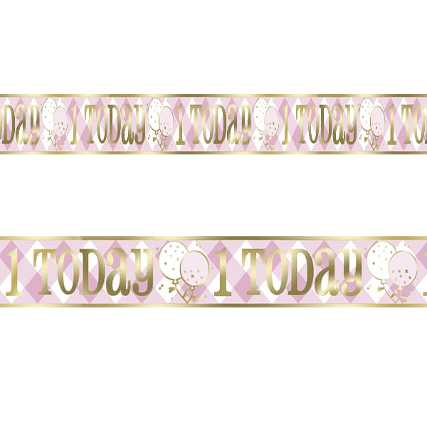 (image for) 1st Birthday Pink Gingham 12ft Banner