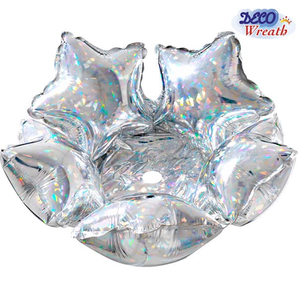 (image for) 14" Grabo Deco Star Wreath - Holographic Silver