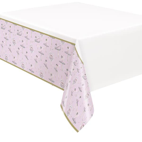 (image for) Pink And Gold 1st Birthday Ballerina Plastic Tablecover