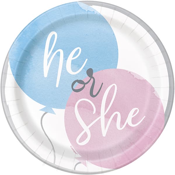 (image for) 7" He Or She Paper Plates 8pk